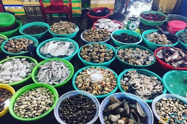 Chợ Hòa Mỹ đà nẵng với hải sản vô cùng đa dạng và thơm ngon